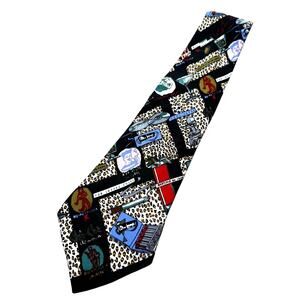 Nicole Miller 1996 100% silk necktie collectible novelty tie Cocktails theme
